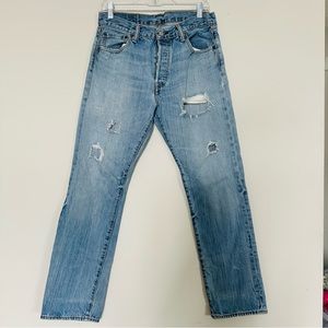 Vtg Levis Jeans Men 32x32 Blue 501 Button Fly Straight Fit Distressed Grunge.C78